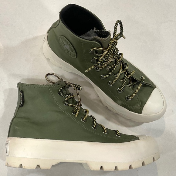 CONVERSE Chuck Taylor Lugged All Star High Top Sneaker Army Green Size 7.5 - Picture 2 of 13